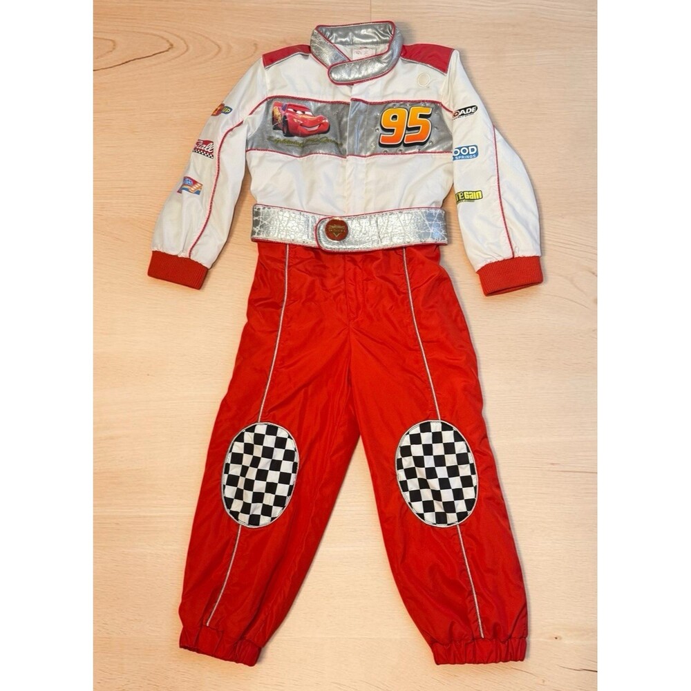 Disney Store RARE Pixar Cars Lightning McQueen Jumpsuit Play Costume Kids Sm 5/6
